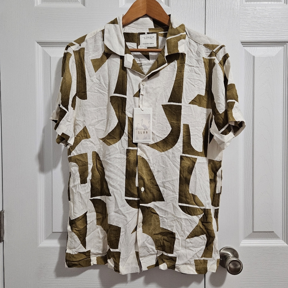 NWT CACTUS MAN RICKY SINGH Men's Striped Short Sleeve Button Down Shirt Size M